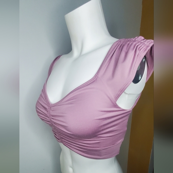 Free People Size XS - FP Movement "Breathe Deeper Crop Tank/Top InPink Ruched - Picture 3 of 11